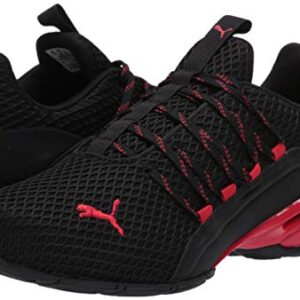 PUMA Mens Axelion Cross Trainer, SPARK PUMA Mens Black-High Risk Red, 10.5