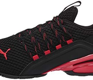 PUMA Mens Axelion Cross Trainer, SPARK PUMA Mens Black-High Risk Red, 10.5