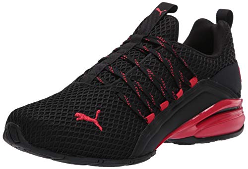 PUMA Mens Axelion Cross Trainer, SPARK PUMA Mens Black-High Risk Red, 10.5