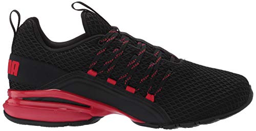 PUMA Mens Axelion Cross Trainer, SPARK PUMA Mens Black-High Risk Red, 10.5