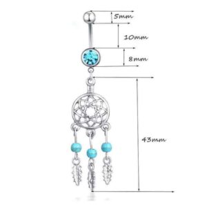 XIGUA MELON 5Pcs Female Button Navel Ring, 316L Medical Steel Body Piercing Dream Catcher Belly Button Set