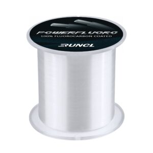 runcl powerfluoro fishing line, 100% fluorocarbon coated fishing line, hybrid line - virtually invisible, faster sinking, low stretch, extra sensitivity, abrasion resistance (500yds, 16lb(7.3kgs))