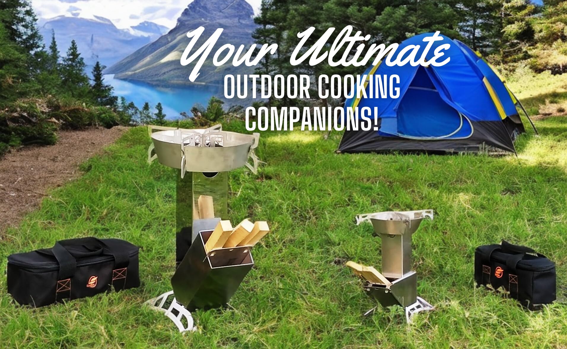 Spitfire Rocket Stove Patrol, Camp Rocket Stove Wood Burning Portable Stove w/Travel Case, Collapsible Backpacking Wood Stove, Rocket Camp Stove, Outdoor cooking stove Estufa De Leña Para Cocinar