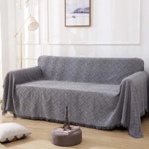 Rose Home Fashion Couch Cover Blanket, Couch Covers for 3 Cushion Couch Sofa Pet Friendly, Sofa Covers Washable(Large, Dark Grey)