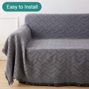 Rose Home Fashion Couch Cover Blanket, Couch Covers for 3 Cushion Couch Sofa Pet Friendly, Sofa Covers Washable(Large, Dark Grey)