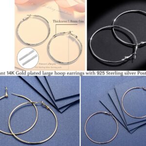 Cocamiky 9 Pairs Big Gold Hoop Earrings for Women,Surgical Steel Silver Hypoallergenic Earrings Set with Sterling Silver Post 14K Rose Gold Plated Small Thin Hoop Earrings