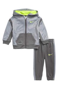 nike kids boy's therma full zip hoodie and jogger pants two-piece set (little kids) gunsmoke 6 little kids