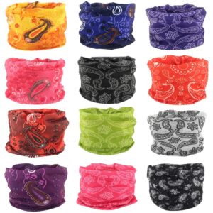 Cutewing Paisley Headband Bandanas Magic Headwrap Elastic Seamless Neck Gaiter Balaclava UV Resistence Sport Headwear for Yoga Hiking Riding(12PCS)