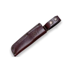 Joker Survival Knife Canadiense CM114, Brown Canvas micarta Handle, 4.13 inches Blade of SANDVIK 14C28N, Brown Leather Sheath, Tool for Fishing, Hunting, Camping and Hiking