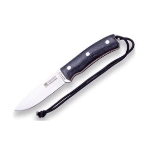 joker bushcraft sports knife bushcrafter cm120-p, black micarta handle, blade 4.13 inches of böhler n695 steel, leather sheath with fire starter, tool for fishing, hunting, camping and hiking