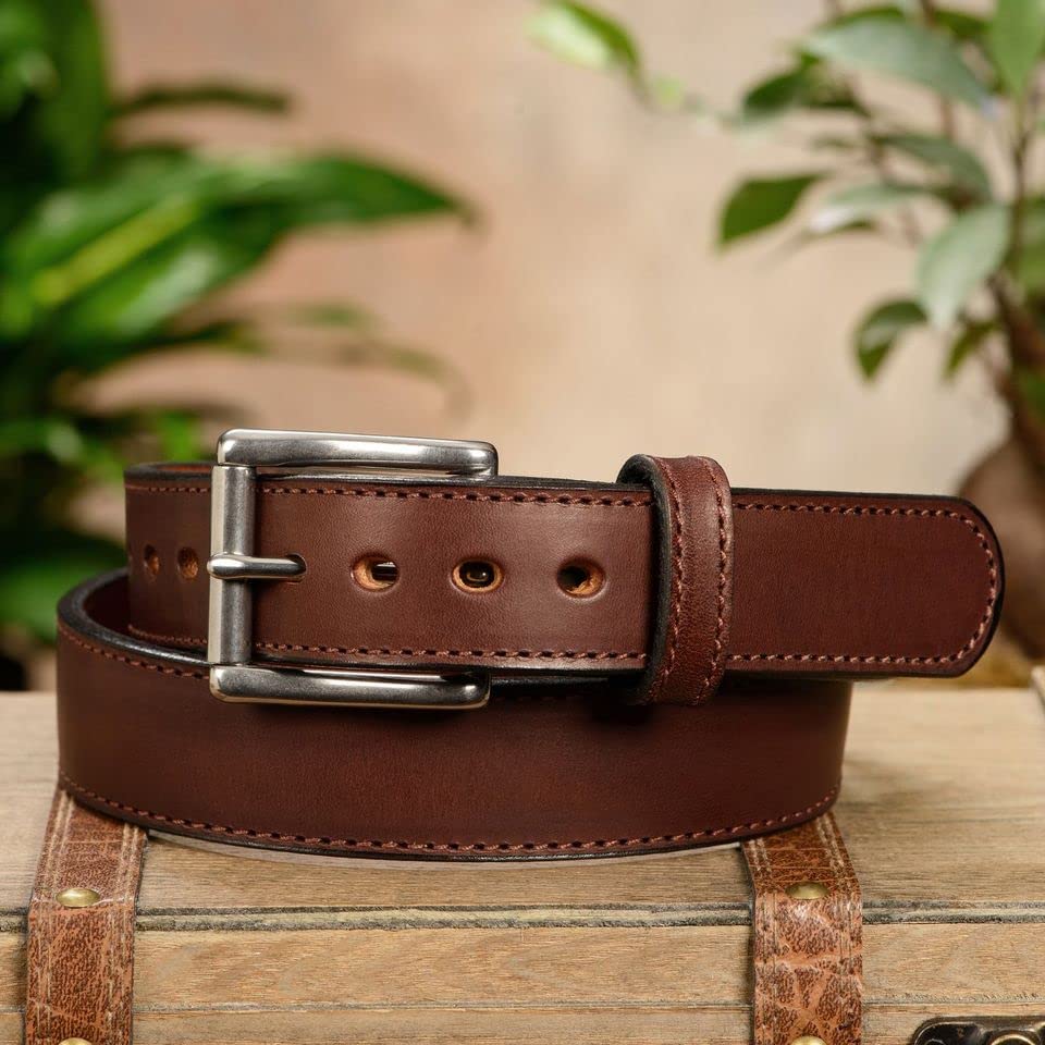 Bullhide Belts Mens Leather Belt for Casual Dress, 1.50" Wide, Brown, 38 Inches