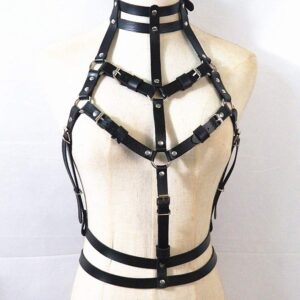 Women Leather Body Chest Harness Waist Belt Straps Suspenders Punk Adjustable (QS026)