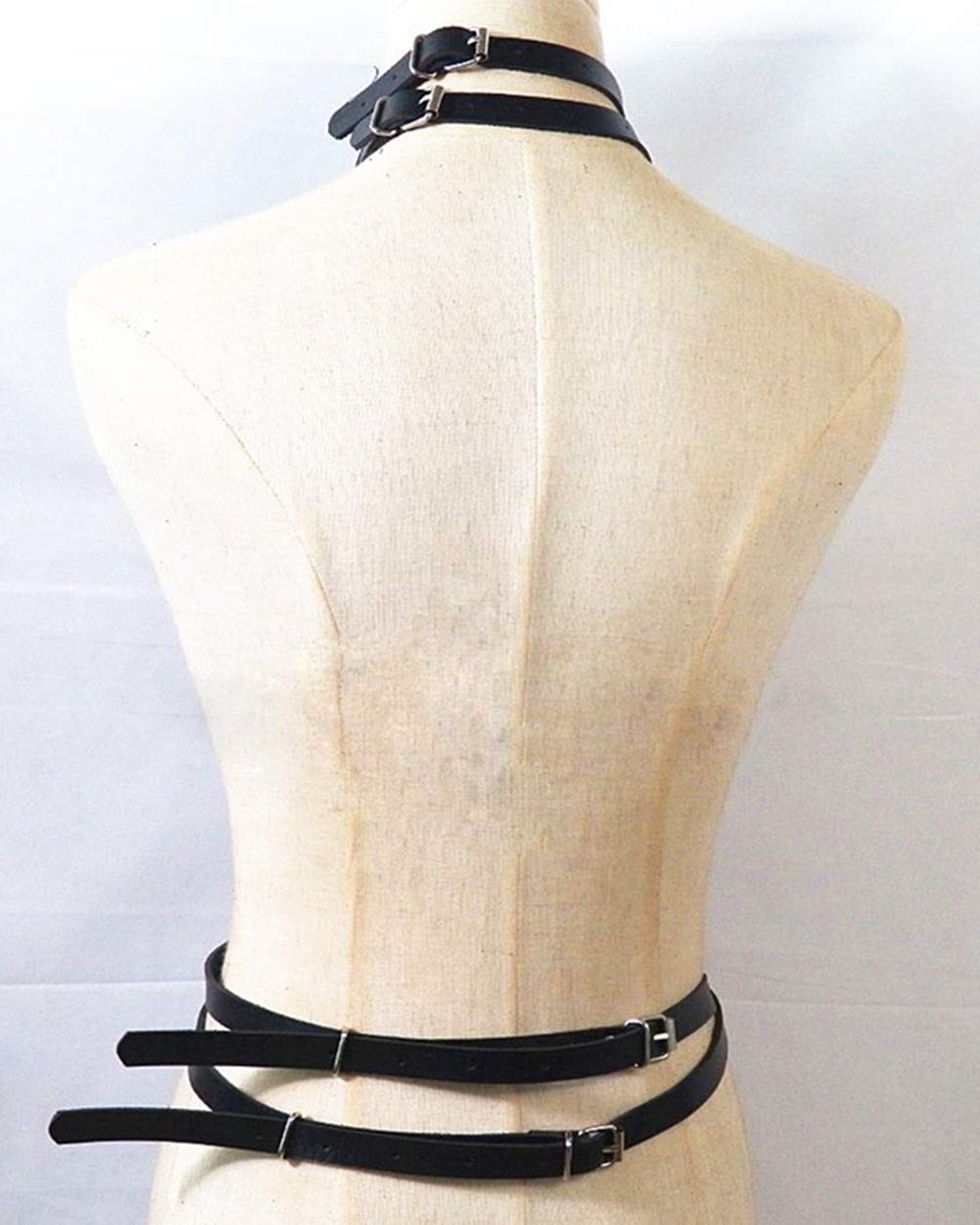 Women Leather Body Chest Harness Waist Belt Straps Suspenders Punk Adjustable (QS026)