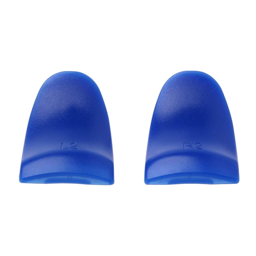 Replacement L2 R2 Buttons Trigger Extender + Silicone Analog Thumb Stick Cap Cover Grip Thumbsticks Joystick for Sony PS4 PS4 Pro Slim Controller (Blue)