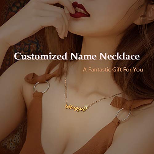 LoEnMe Jewelry Sharon Name Necklace Custom Personalized in Gold Plate Gift for Women Couple