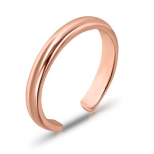 SEA OF ICE Rose Gold flashed Sterling Silver Polished Finish Adjustable Toe Ring for women, Summer Beach Jewelry