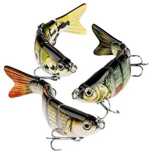 charmyee bass fishing lure topwater bass lures fishing lures multi jointed swimbait lifelike hard bait trout perch pack of 3