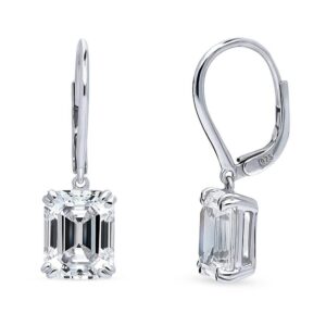 berricle sterling silver cubic zirconia cz fashion leverback dangle drop earrings for women, rhodium plated