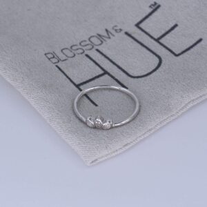 Blossom and Hue Sterling Silver Delicate Dainty Ring for Stacking Three-Stone Marquise Ring