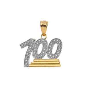 certified 10k two-tone white and yellow gold 100 points trend hip hop charm pendant