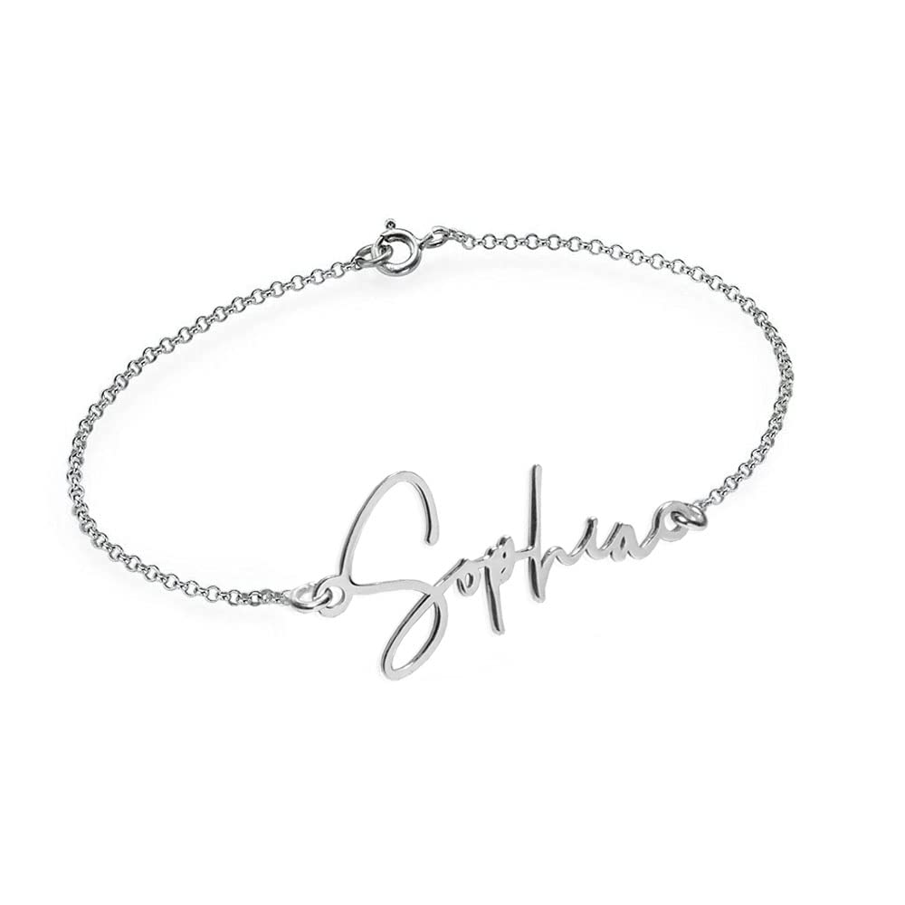 PicturesOnGold Custom Name Anklets for Women in Sterling Silver or 14K Gold Personalized Ankle Bracelet Jewelry With Any Name or Word