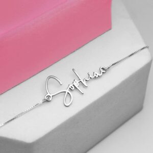 PicturesOnGold Custom Name Anklets for Women in Sterling Silver or 14K Gold Personalized Ankle Bracelet Jewelry With Any Name or Word