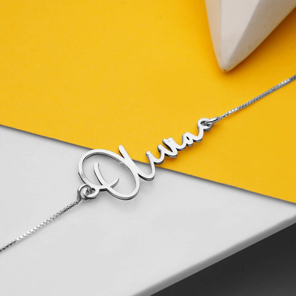 PicturesOnGold Custom Name Anklets for Women in Sterling Silver or 14K Gold Personalized Ankle Bracelet Jewelry With Any Name or Word