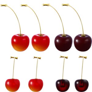 4 Pairs Cherry Drop Earrings Cherry Dangle Jewelry Fruit Dangle Earrings for Women Friends