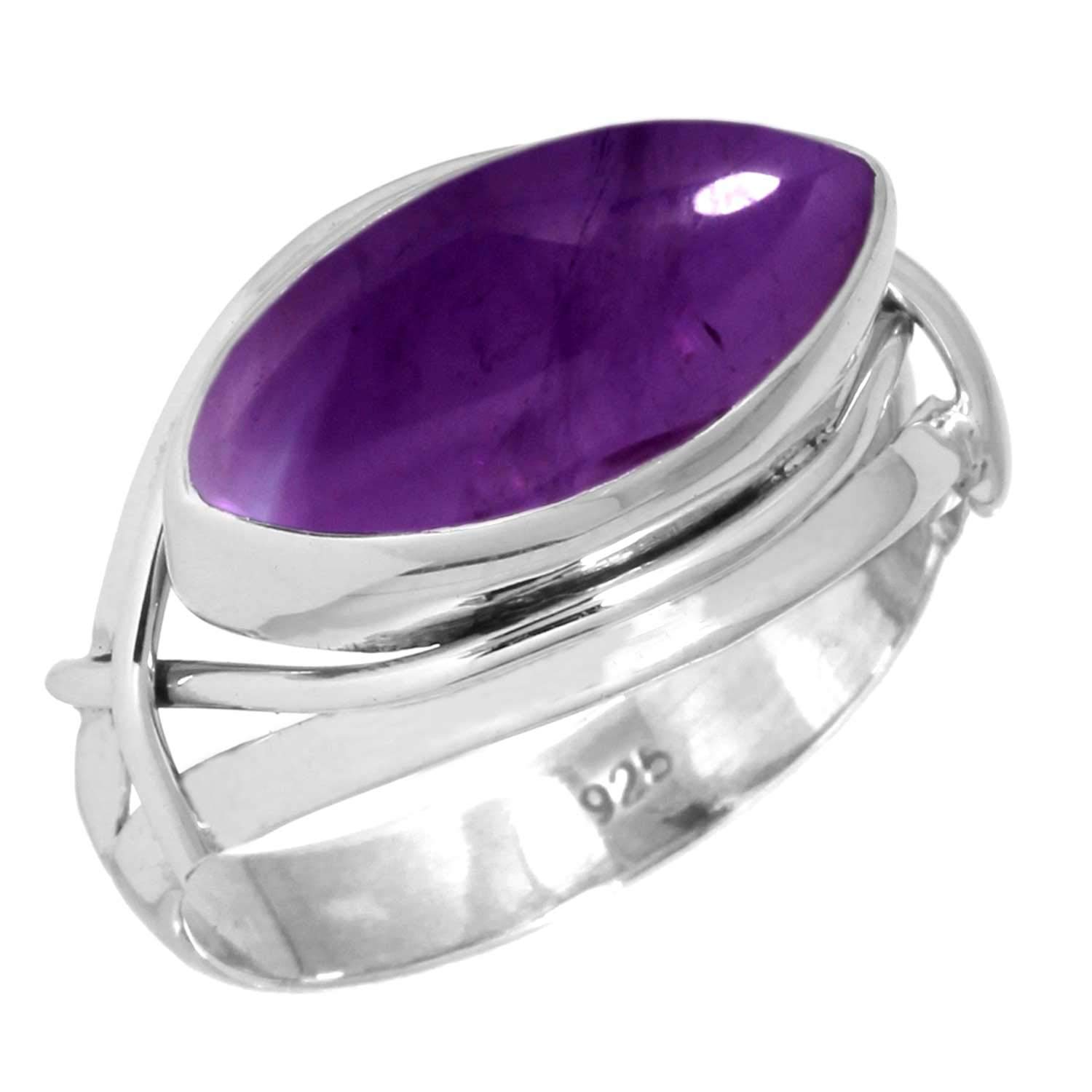 JEWELOPORIUM Violet Amethyst Natural 925 Silver Ring for Women Stone Victorian Silver Ring Size 10 Birthday Gift Handmade Jewelry