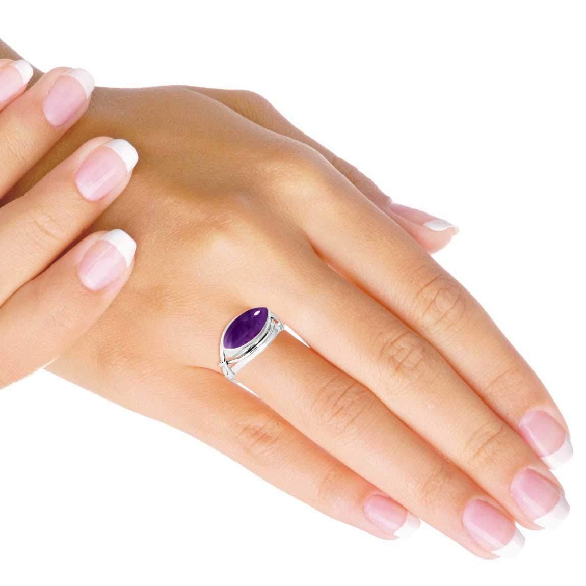 JEWELOPORIUM Violet Amethyst Natural 925 Silver Ring for Women Stone Victorian Silver Ring Size 10 Birthday Gift Handmade Jewelry