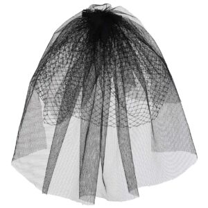 ayliss women mesh veils bridal birdcage veil short wedding face veil with clip tulle gothic bride halloween costume veil (black)