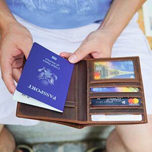 Polare Luxury RFID Blocking Leather Passport Holder Travel Wallet For Men and Women (Dark Brown)