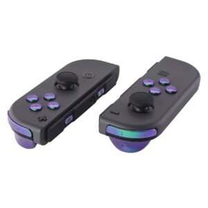 eXtremeRate DIY Full Set Buttons for Nintendo Switch & Switch OLED, Replacement Button for JoyCon, ABXY Direction Keys SR SL L R ZR ZL + - Home Capture Trigger Buttons Springs - Chameleon Green Purple