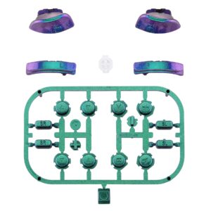 eXtremeRate DIY Full Set Buttons for Nintendo Switch & Switch OLED, Replacement Button for JoyCon, ABXY Direction Keys SR SL L R ZR ZL + - Home Capture Trigger Buttons Springs - Chameleon Green Purple