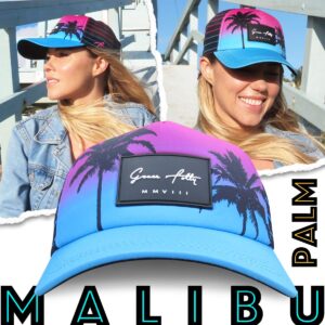 Grace Folly Foam Trucker Hat Snapback Mesh Baseball Cap for Men or Women (Palm- Pink & Teal)