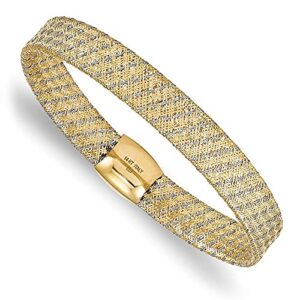 Diamond2Deal Solid 14k Two-Tone Fancy Stretch Bangle Bracelet for Women