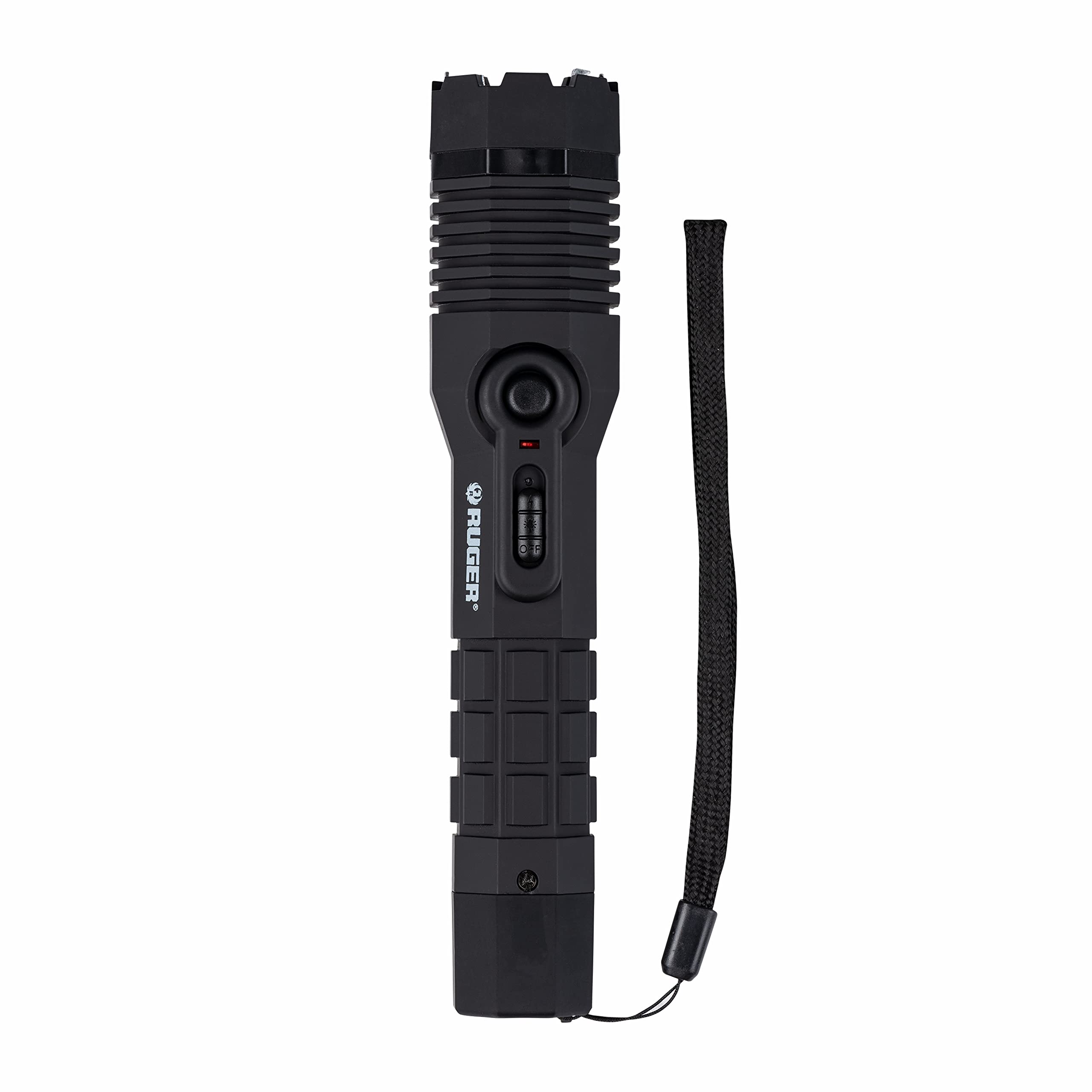 SABRE Ruger 2-in-1 Stun Gun and Flashlight, 1.460 μC Charge, 120 Lumen LED Light, High, Low, And Strobe Light Modes, Recharge With Included Charging Cable, Comes With Belt Holster