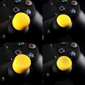 for PS5, PS4, PS3, Switch Pro, Xbox one, Xbox 360, Wii U, PS2 Controller Analog Stick Thumbsticks Joystick Cap Rubber Cover Silicone Thumb Grip Cap Joystick Thumbstick Replacement (Pack of 8 Yellow)