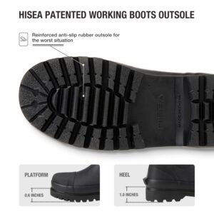 HISEA Men's Rubber Rain Boots Waterproof Neoprene Work Boot for Mud Outdoor