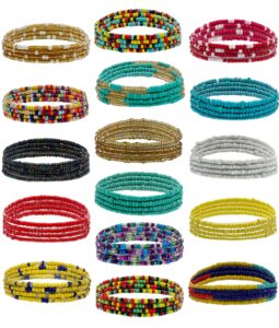 tornito 16pcs belly waist chain summer jewelry bikini body chain for women african waist bead set stretchy elastic string multi-color sexy necklace bracelet anklet