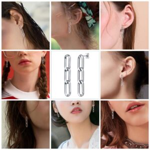 Chain Earrings for Women Solid Silver Dangling Cuban Chains Drop Ear Charms for Women