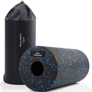 EVEREST FITNESS Foam Roller - Medium Density Level - Foam Rollers for Back Pain or Muscle Massage - Physical Therapy Roll for Legs or Body - Deep Tissue Massage - Black/Blue