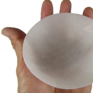 CircuitOffice Carved Selenite Bowl (3.5-4"), Cleanse and Charge Crystals Or Gemstones, for Healing, Metaphysical, Meditation, Wicca, Decoration or Gift