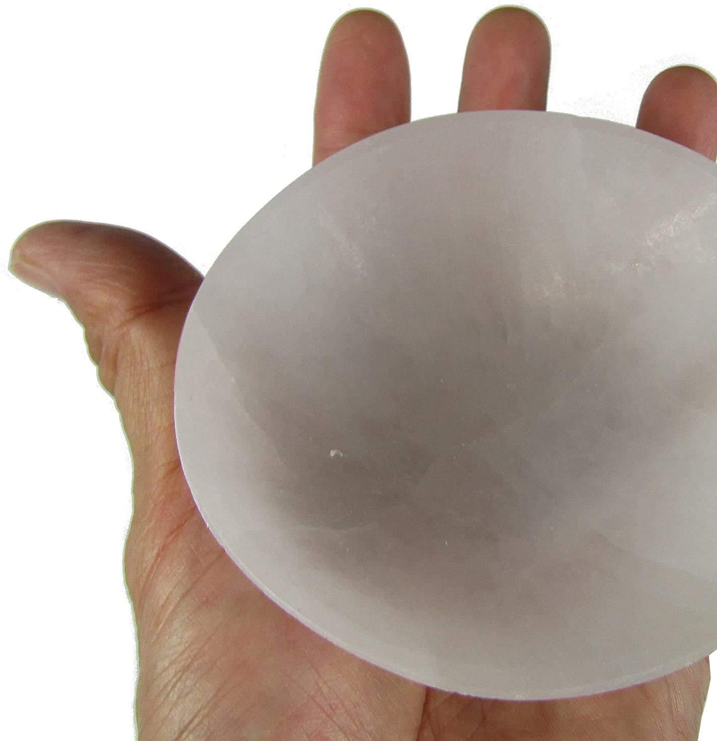 CircuitOffice Carved Selenite Bowl (3.5-4"), Cleanse and Charge Crystals Or Gemstones, for Healing, Metaphysical, Meditation, Wicca, Decoration or Gift