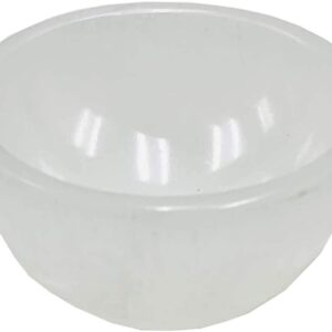 CircuitOffice Carved Selenite Bowl (3.5-4"), Cleanse and Charge Crystals Or Gemstones, for Healing, Metaphysical, Meditation, Wicca, Decoration or Gift