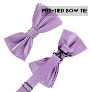 TIE G Solid Color Men's Suspender + Woven Bow Tie Set for Wedding : Vivid Color, Adjustable Brace, Strong Enhanced Clip, Elastic Band (Blush)