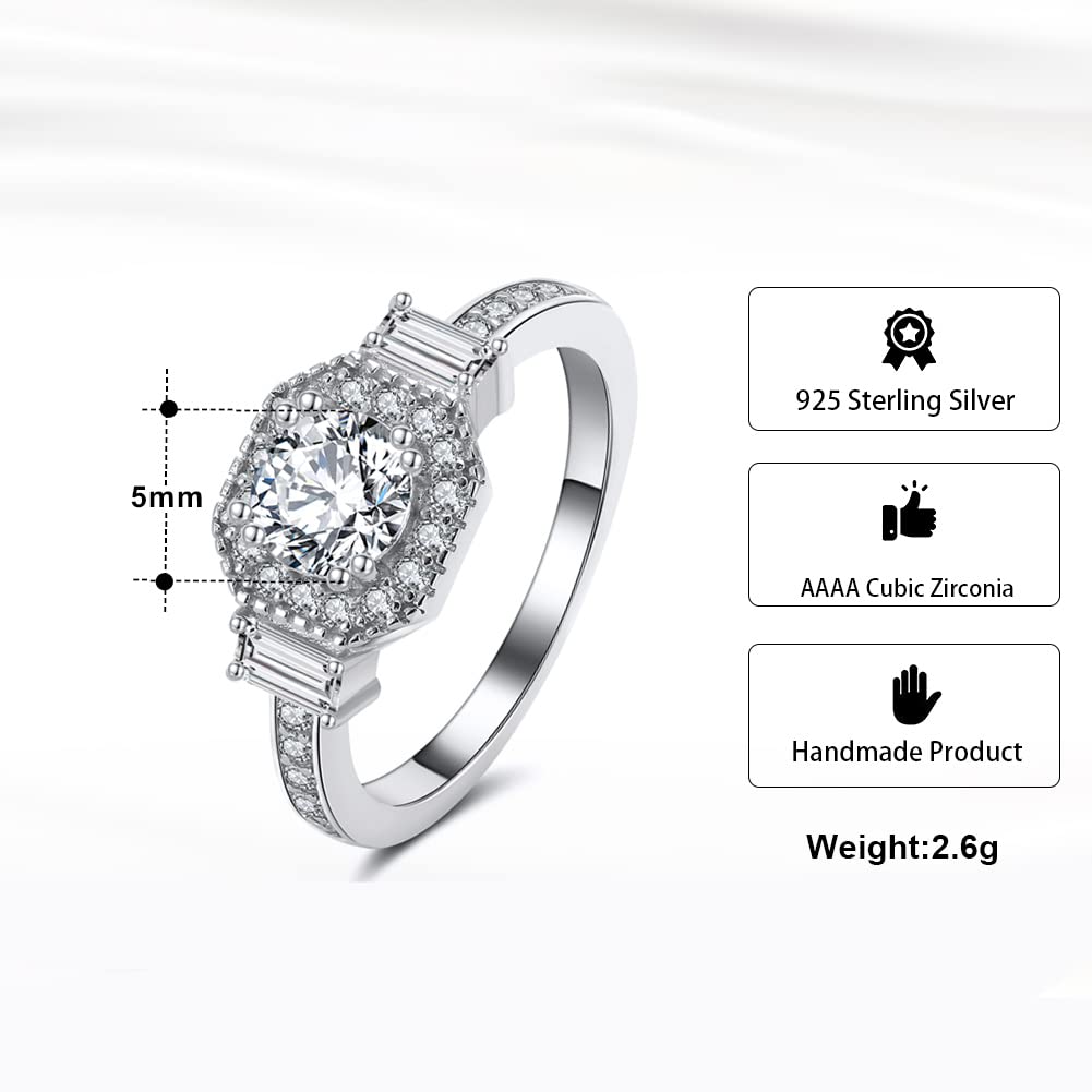 Ginger Lyne Collection Julieanna Engagement Ring for Women Halo Pave Sterling Silver Cubic Zirconia CZ Simulated Diamond Wedding Promise Bridal Jewelry