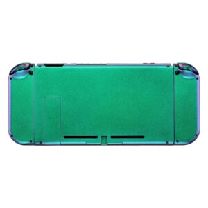 eXtremeRate DIY Replacement Shell Buttons for Nintendo Switch, Custom Back Plate for Switch Console, Housing Case with Full Set Buttons for Joycon Handheld Controller - Chameleon Green Purple