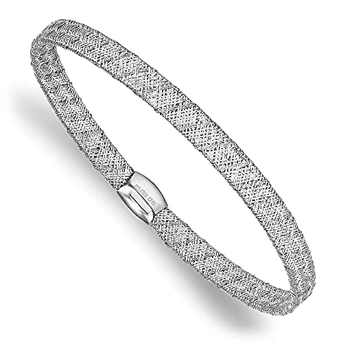 Diamond2Deal 14K White Gold Fancy Stretch Bangle Bracelet for Women