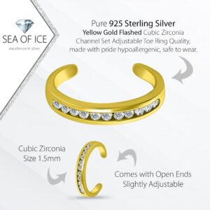 SEA OF ICE Sterling Silver Toe Ring – Adjustable Toe Ring – Premium 925 Sterling Silver Toe Rings for Women and Girls – Adjustable Silver Band Ring